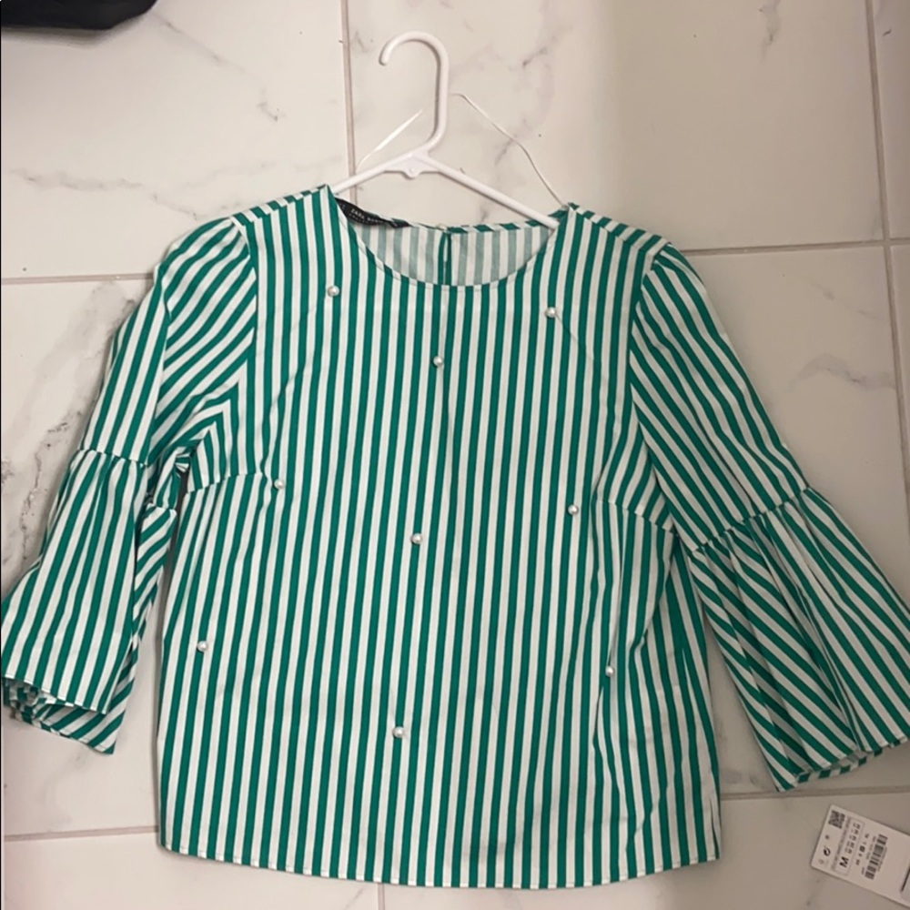 Green zara blouse